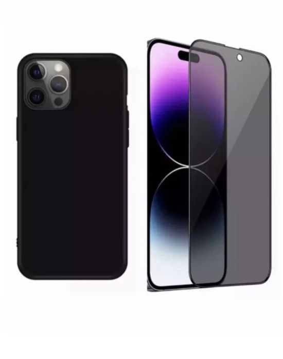 Husa Sircas si Folie Sticla Comp 25D Iphone 14/15/16E/17/PRO/MAX/PLUS