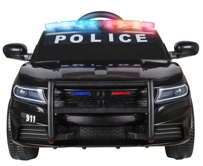 Masinuta electrica pentru copii Nichiduta Police Patrol Black 70W cu girofar politie si statie, unitate audio cu display baterie, USB sistem troller