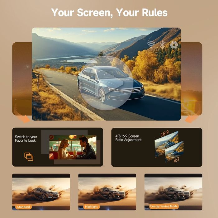 Промо.Цена!/2025г./Smart /4K Android WiFiМини проектор +72инчов екран