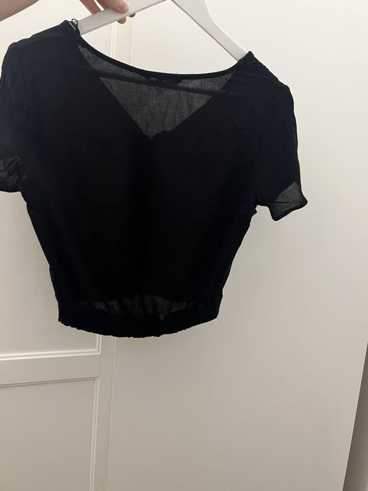 Camasa top negru subtire C&A tricou vara decolteu in V  Xs/S