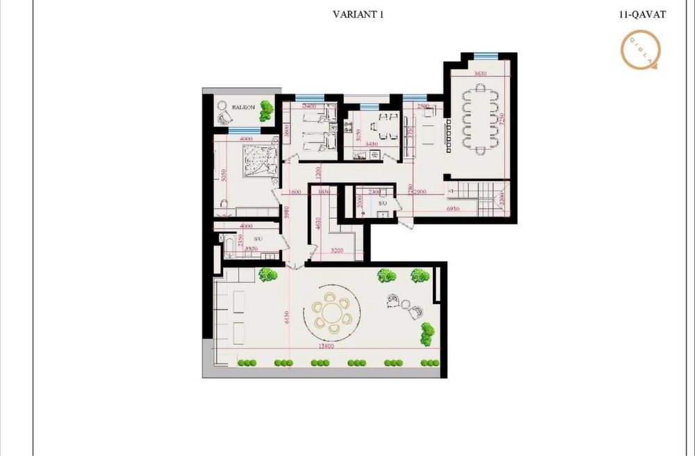 Квартира ЖК Muhtasham 8/10-11/11 308 м2