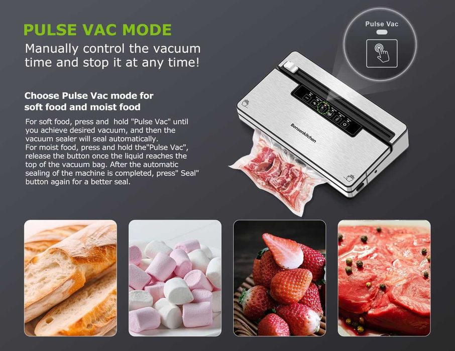 Aparat Vidat Bonsenkitchen 5 Moduri Cutter Inclus Vacuum Sealer 8L/min