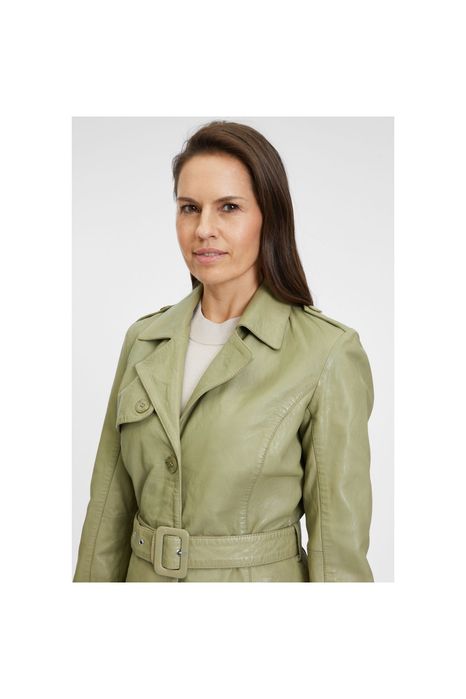 Geaca Lunga de Piele Dama Gipsy Olive Deschis Laily