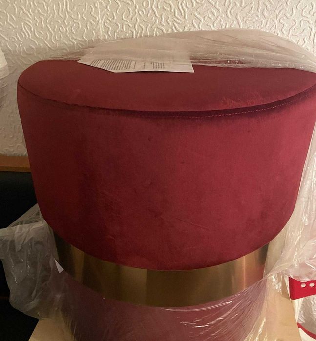Taburet rosu / bordo / bordeaux auriu