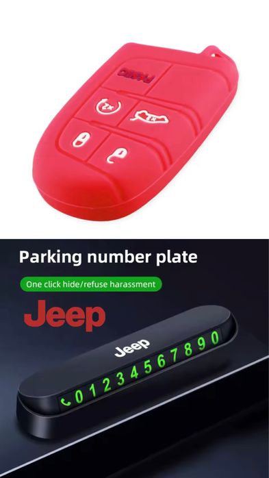Комплект калъфче за ключ Jeep + поставка за телефонен номер