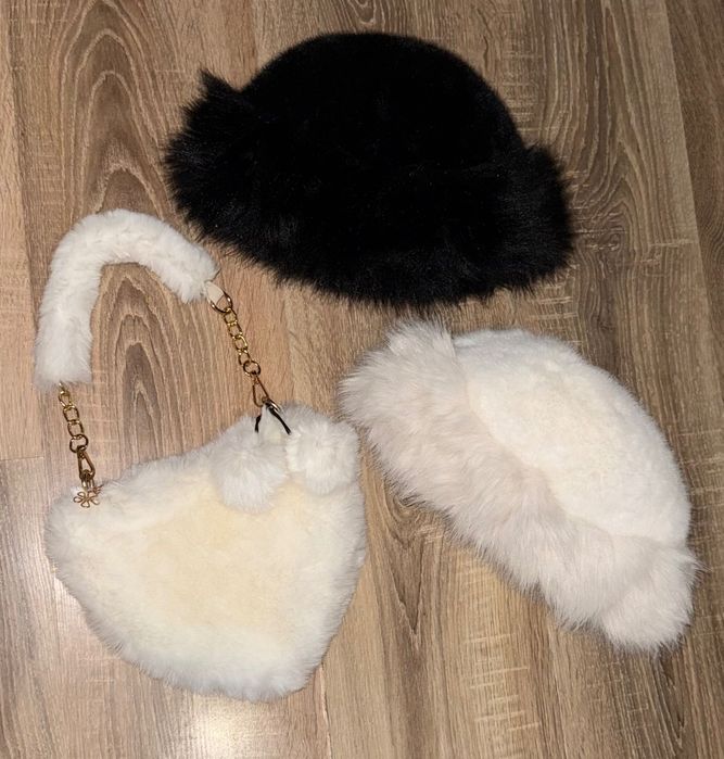 2 шапки + пухена чанта