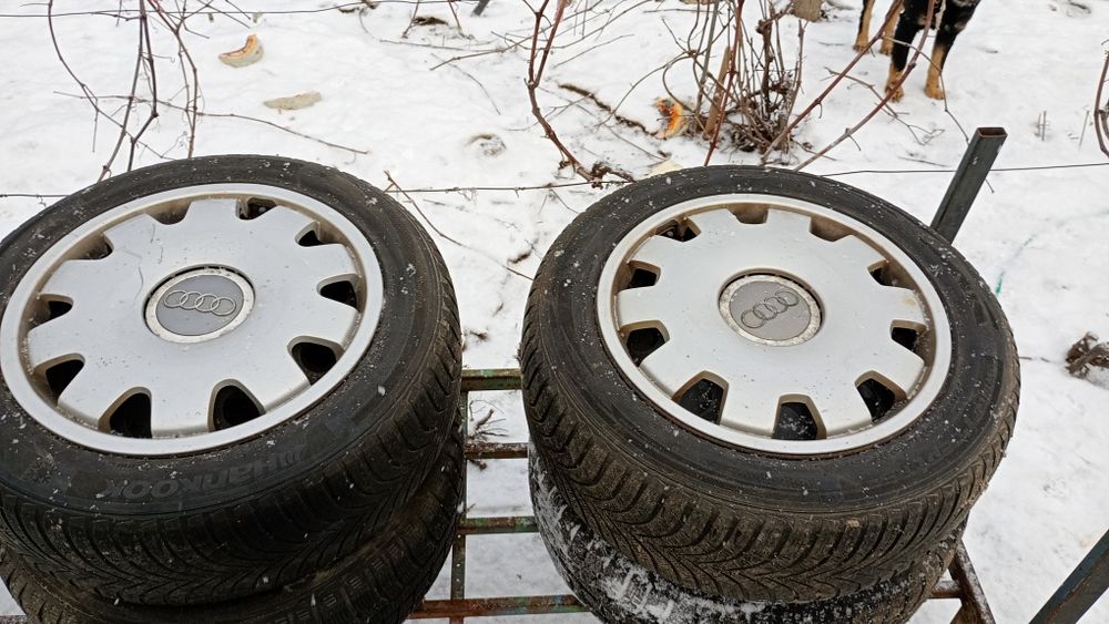 Vând jante,roți tabla cauciucuri m+și 205 55 R16,5x112 audi A4 b8