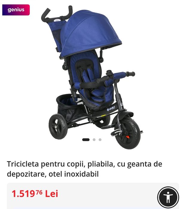 HomCom Lovely Tricicleta copii