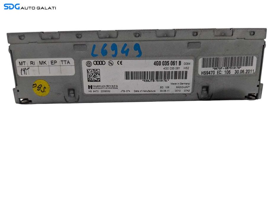 Unitate Modul Amplificator Audio Radio Audi Q7 2007 - 2015 Cod 4G0035061B [L6949]