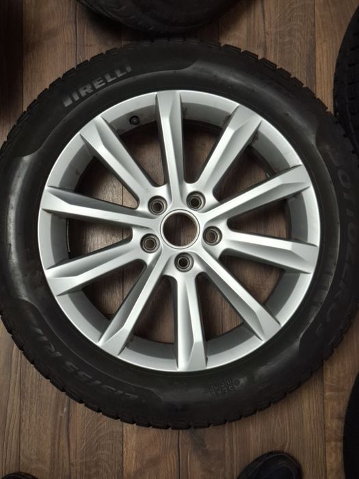 Set jante aliaj  5x112 r17 cu anvelope  de iarna  215 55 17 dot  2024