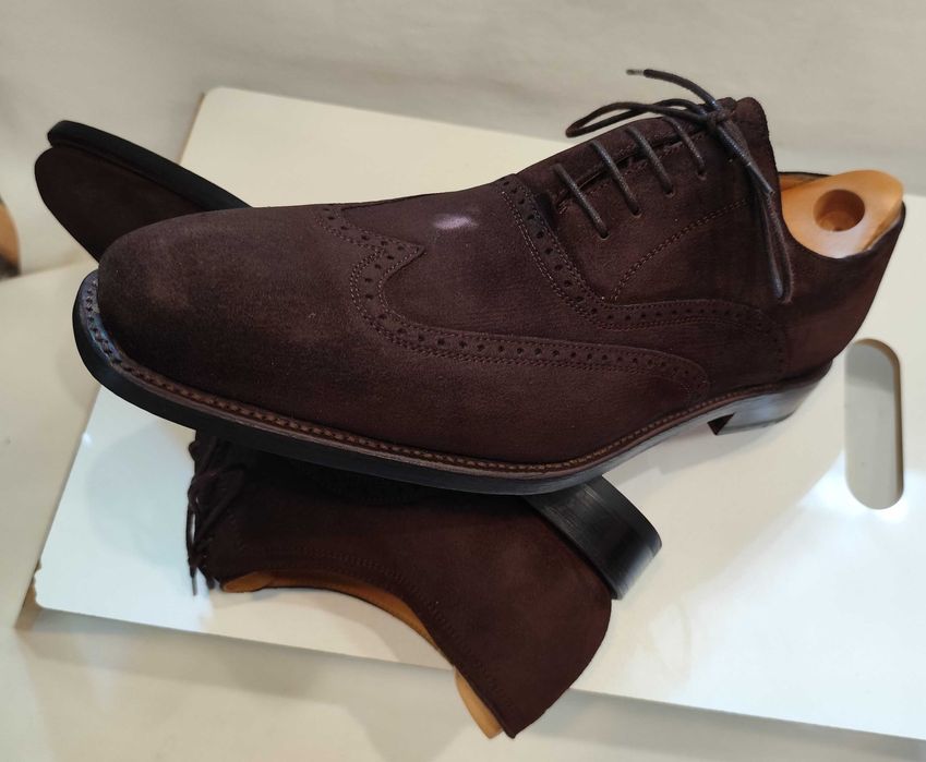 Pantofi oxford de lux 46 46.5 lucrati manual L. Lamertazzi NOI piele