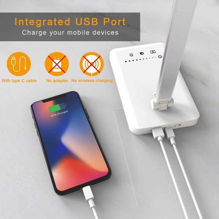 Луксозна настолна, портативна LED лампа с 5 нива на яркост и 5 нюанса