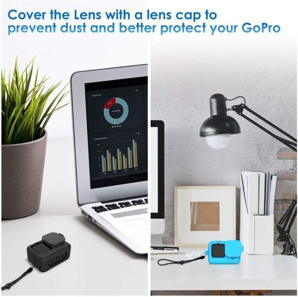 Калъф за GoPro Hero 9/10/11/12/13 Black, Капаче, Силикон, Черен/Син