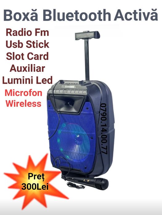 Boxă Troler Bluetooth Microfon Wireless