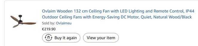 Вентилатор за веранда, тераса, стая - от естествено дърво, 132 см