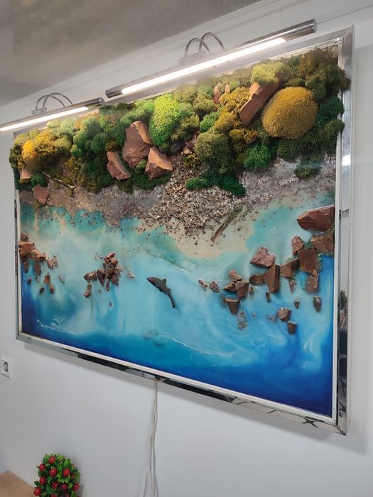 Пано Стабилизированный Мох ,Пано Море Эпоксидная Смола & Мохе