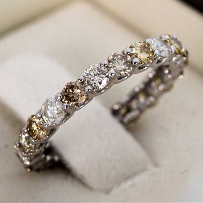 Inel tip eternity/tenis cu diamante naturale 2.19 ct - cu certificat