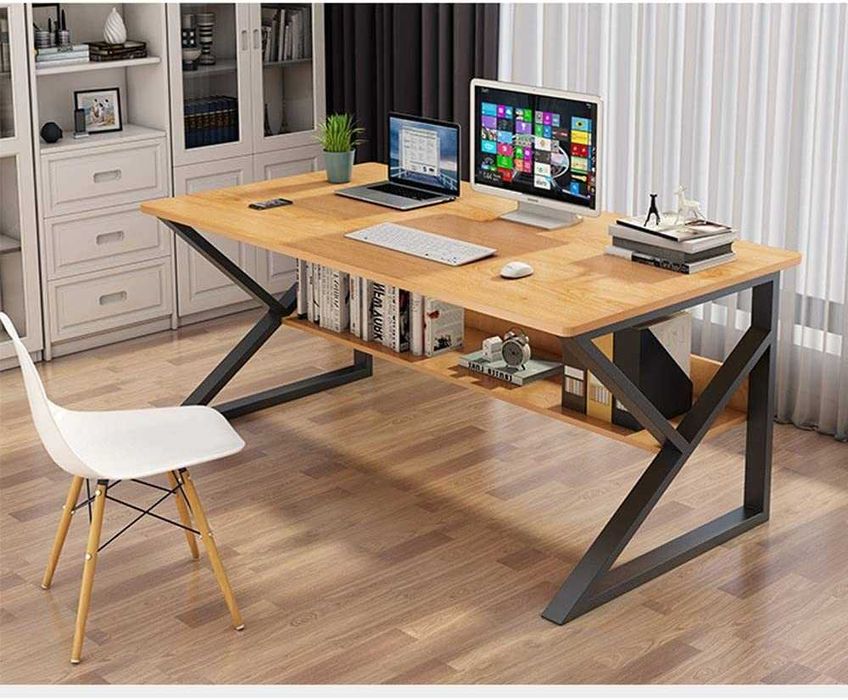 Birou design modern,gaming,multifunctional,raft depozitare,100x60x72cm