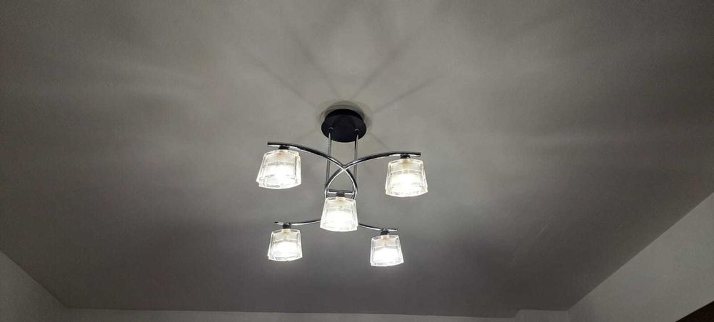 Lustra inox/sticla cu 4 si 5 becuri