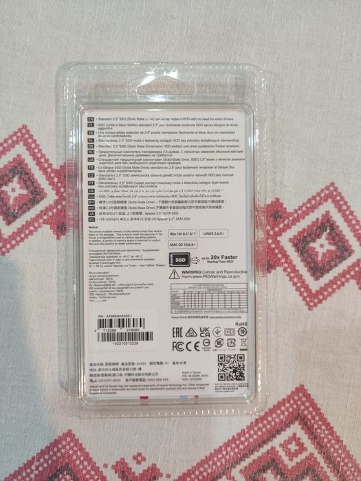 SSD диск Apacer AS350, 256Гб, 2.5", SATA