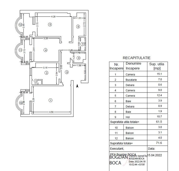 Ultracentral - 3 camere - 2 bai - etaj 3/4 - renovat + Boxa subsol