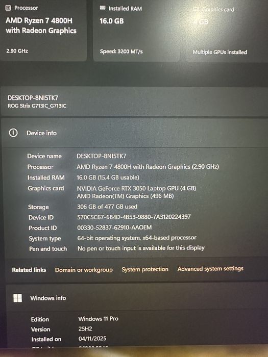 Laptop Asus rog strix  g17
