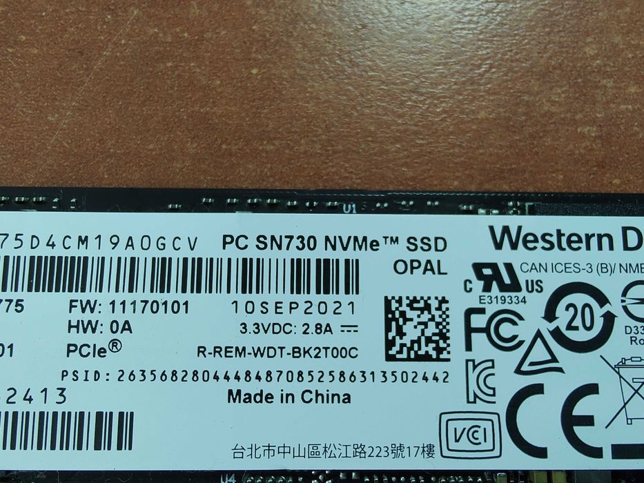 SSD M.2 NVMe 512GB WD SanDisk PC SN730 high-speed laptop PC Western