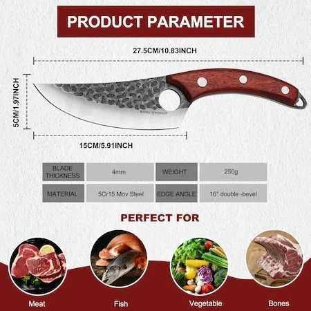 Cutit japonez forjat manual,Full Tang, antiaderent,de dezosat, filetat