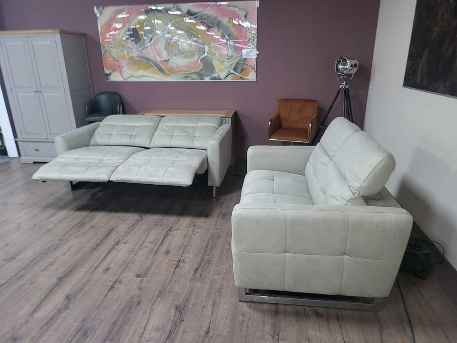 Сив комплект дивани от плат тройка и двойка "Marmont"