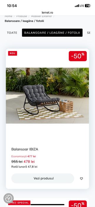 Fotoliu/ leagan pentru balcon sau terasa