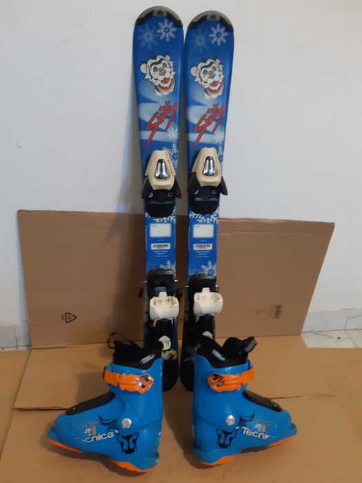 Schiuri copii 80 cm albastre baieti set schi cu clapari ca noi buyback