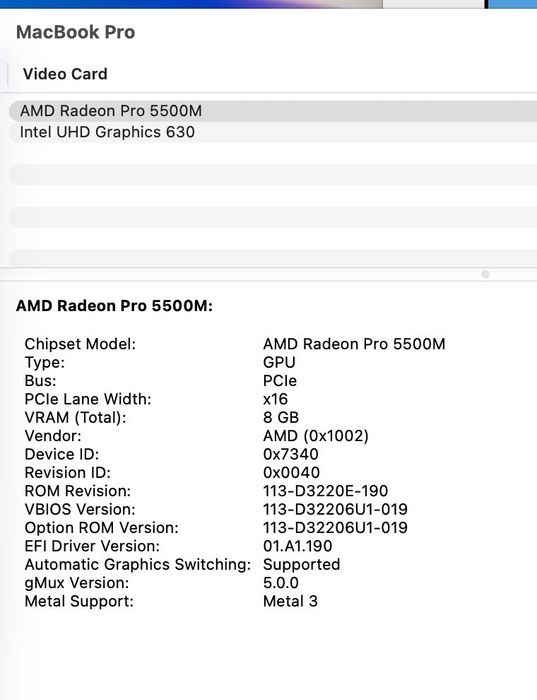 MacBook Pro 16" 2019 16GB 500GBSSD