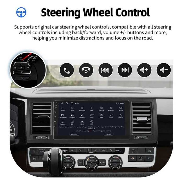 VW Transporter T6 2016-2019 9” 2-DIN с Android 14, 4/64GB, CarPlay и Android Auto, RDS