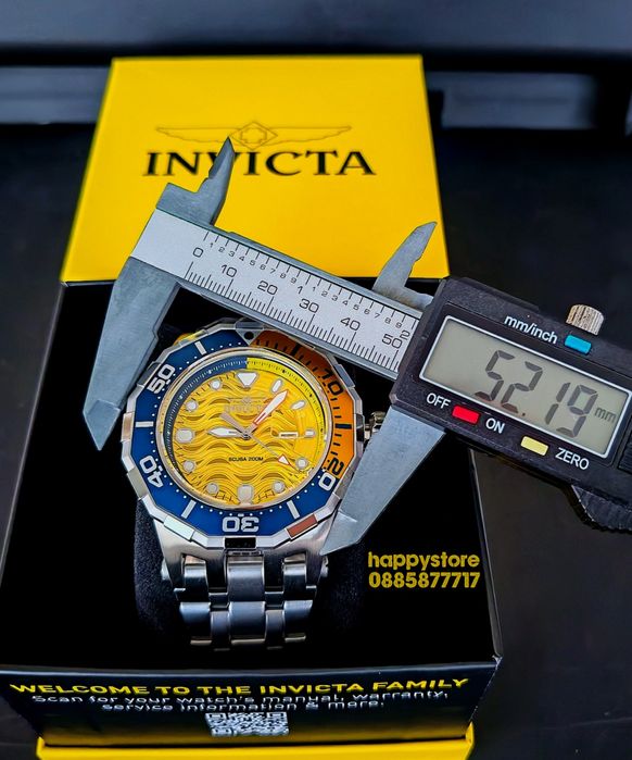 INVICTA Wave Yellow 52 mm, Инвикта нов ръчен часовник