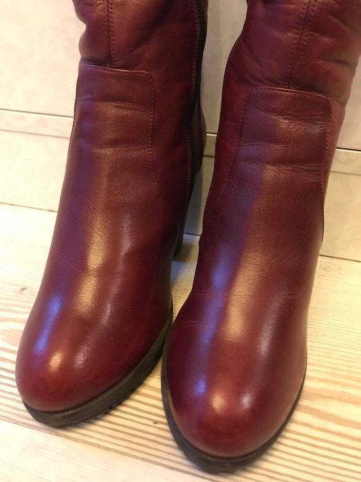Дамски ботуши бордо, естествена кожа