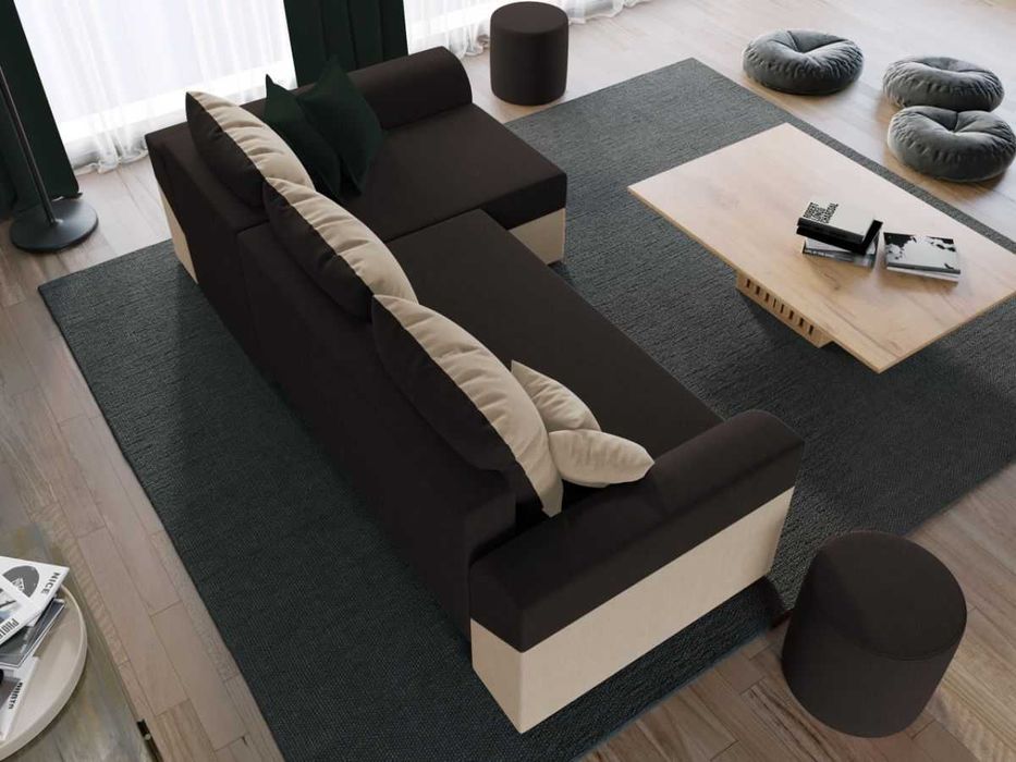 Coltar Cali Crem/Maro + Masa Grand Stejar Auriu + 4 Scaune Grand Crem