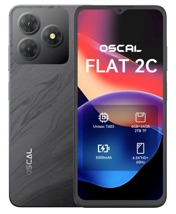 Смартфон OSCAL FLAT 2C 2 ГБ/64 ГБ черный