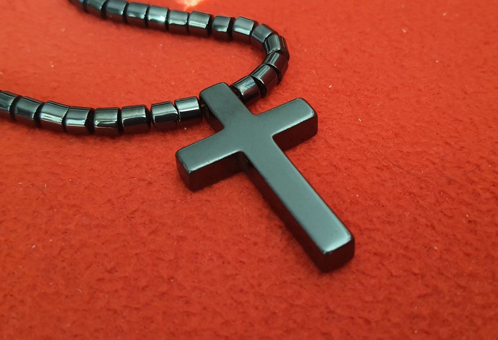 Latisor + Pandantiv Cruce OBSIDIAN Negru