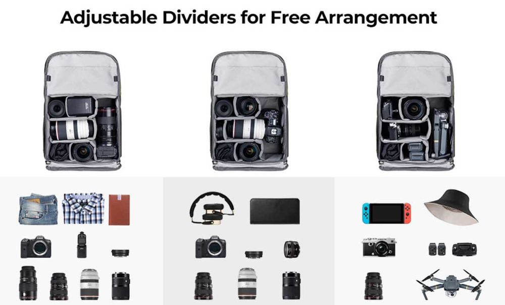 Голяма 20L професионална раница K&F Concept  за фотографско оборудване