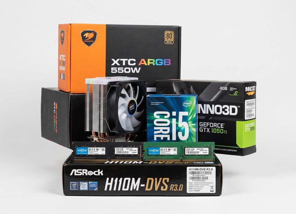 Комплектующие для ПК i5-7500, H110, ddr4 8/16gb, gtx1050, 80Plus 550W