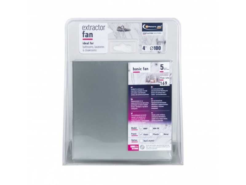 Вентилатор за баня дизайнерско стъкло графит клапа турбо дебит 169м3/ч