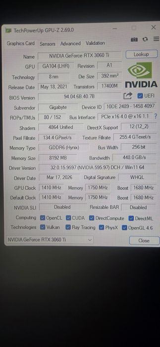 Продам Gigabite  RTX3060ti