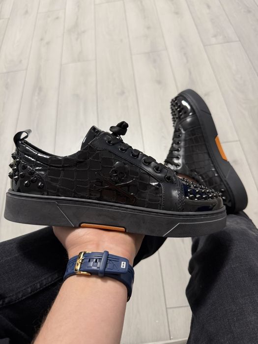 Adidasi Barbati Philpp Plein Full Negru Lucios!