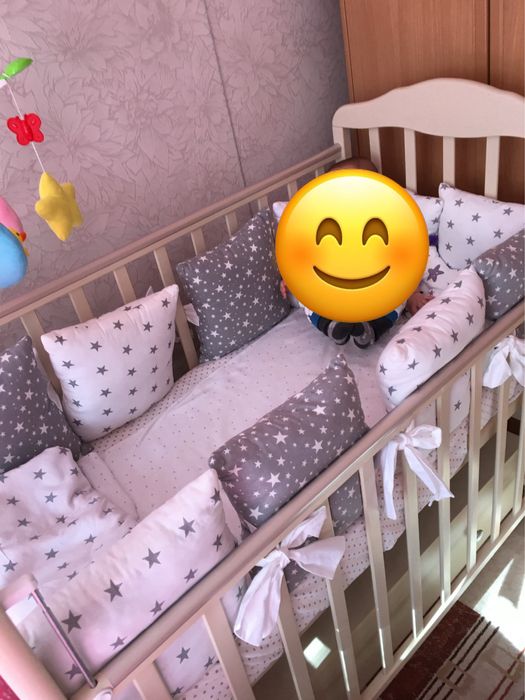 Бортик (из подушек) в кроватку + кокон