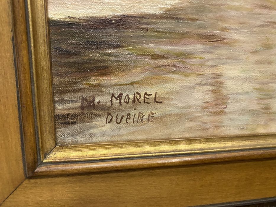 Стара френска картина морски мотив маслено платно