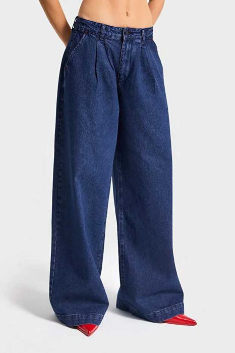 Женские синие джинсы Palazzo с низкой посадкой