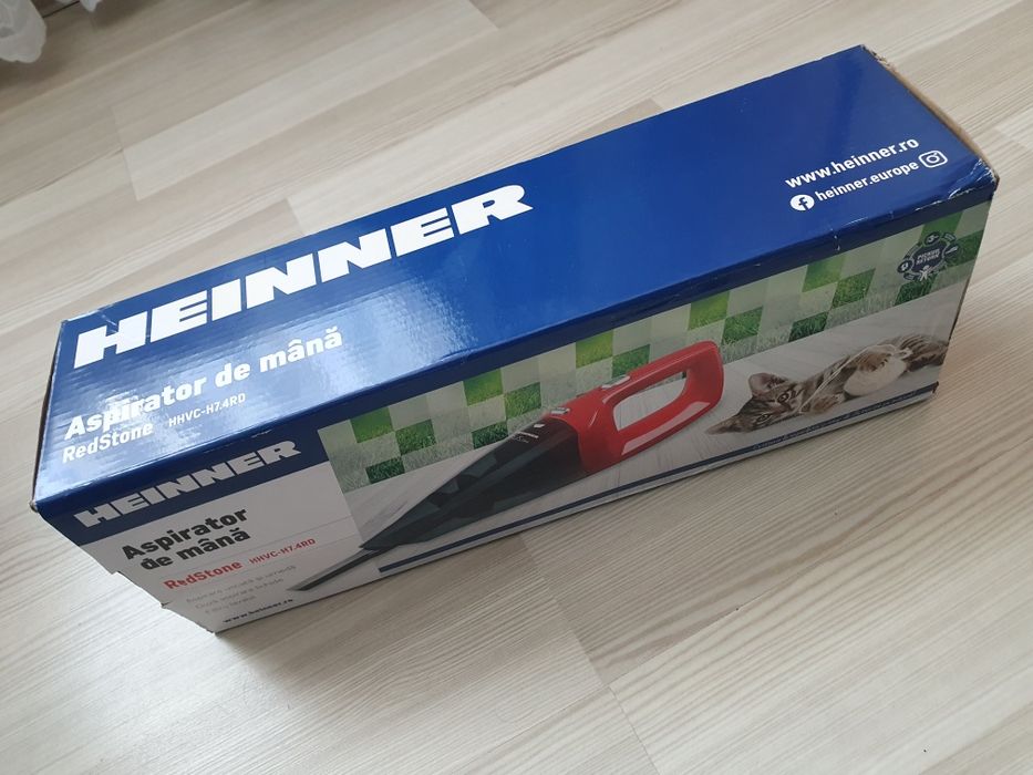Aspirator de mana Heinner HHVC-H7.4RD, 0.55 L, filtru lavabil, Rosu