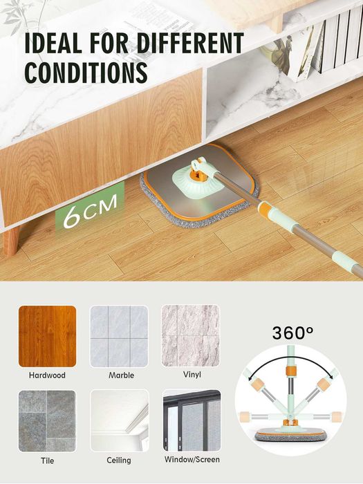 Швабра - Автоматически разделяет чистую и грязную воду.