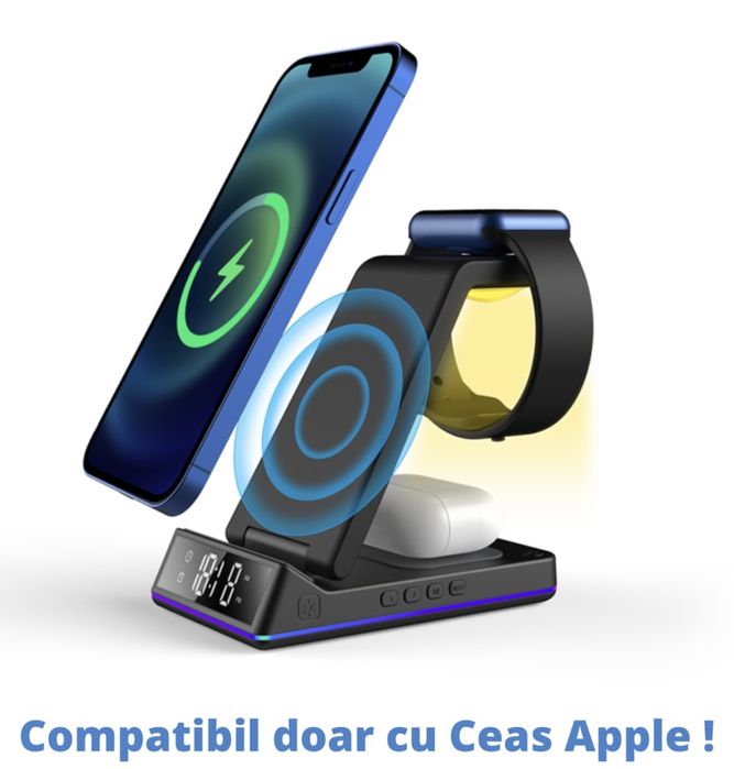 Incarcator Wireless, Statie de Incarcare Pliabila 5 In 1 Qi Fast Charg