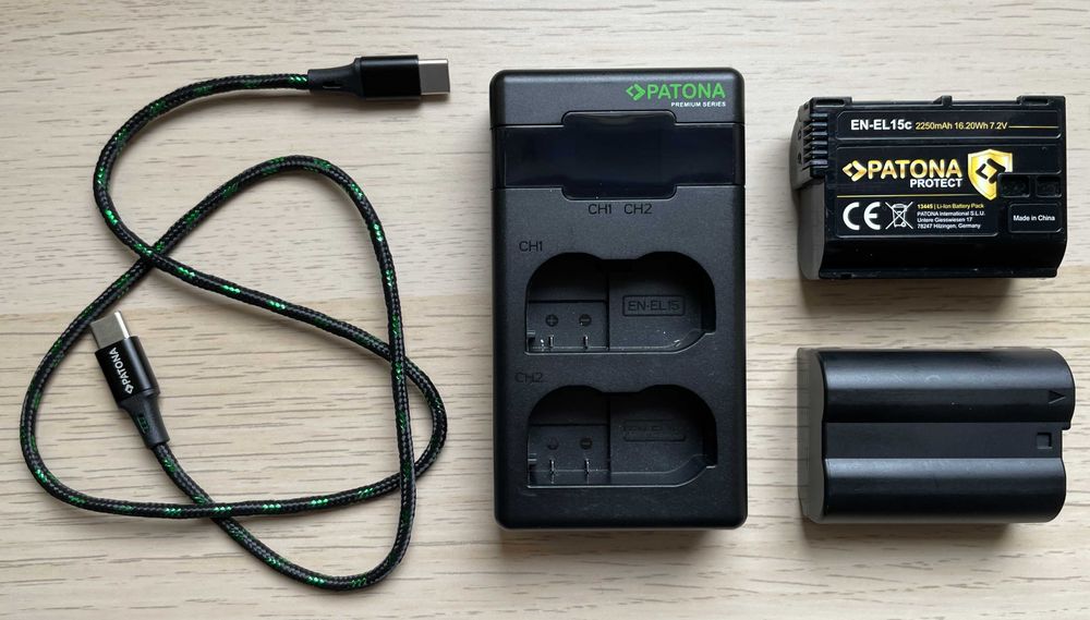 2 батерии EN-EL15c и зарядното съвместими с Nikon  Z7 II Z7 Z6 II Z6 Z5 D850 D810 D800 D780 D750 D500 D7500 D7200 D610 V1